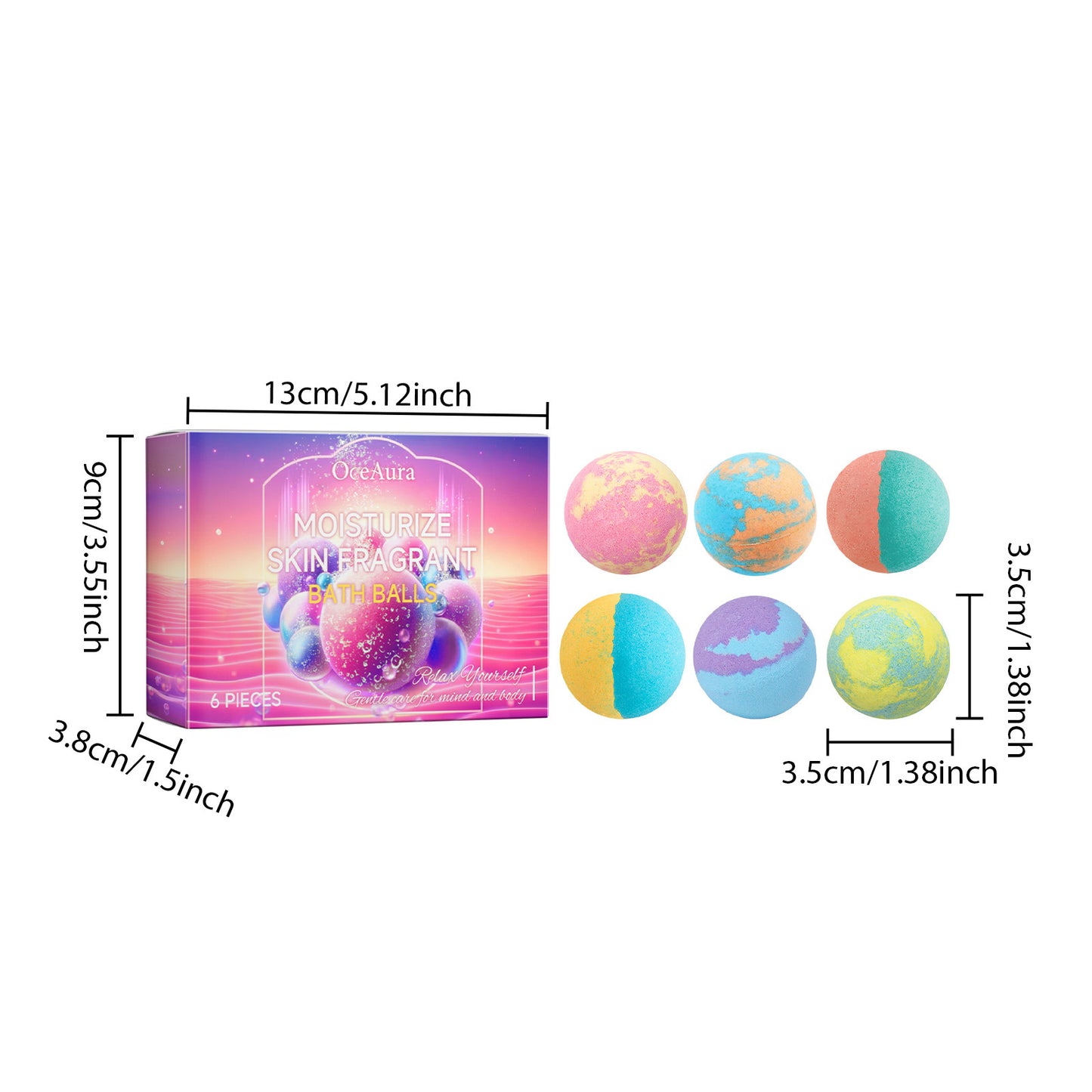 Bubble Bath Bombs 6pcs - Exfoliate & Nourish Skin