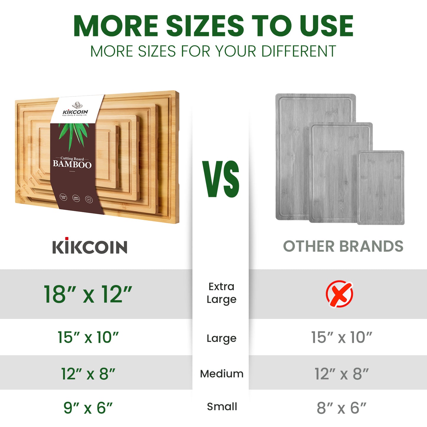 Bamboo Cutting Board Set: 4-Piece XL with Juice Groove