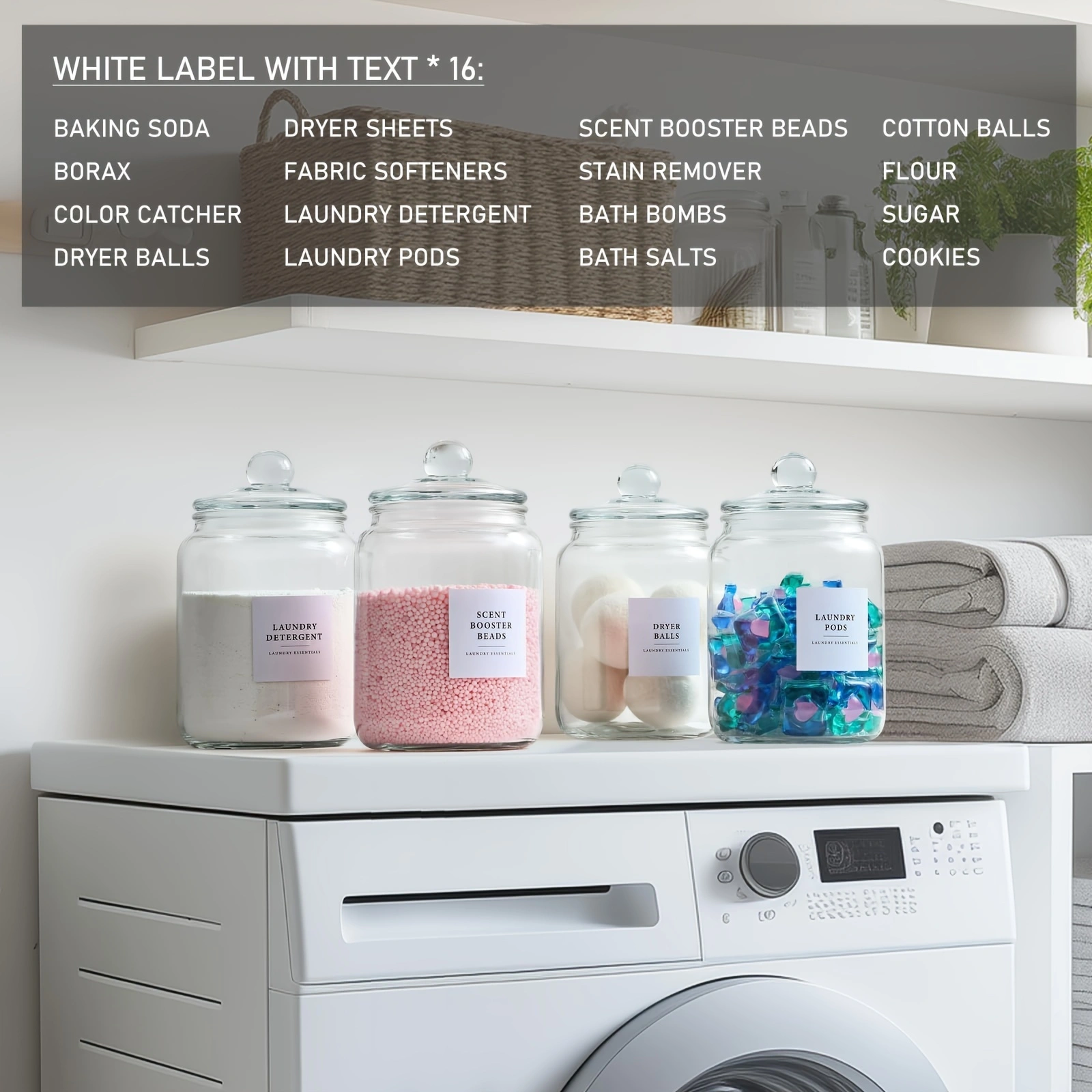 Glass Jars Airtight Lids & Labels - Half Gallon Storage Containers 4pcs