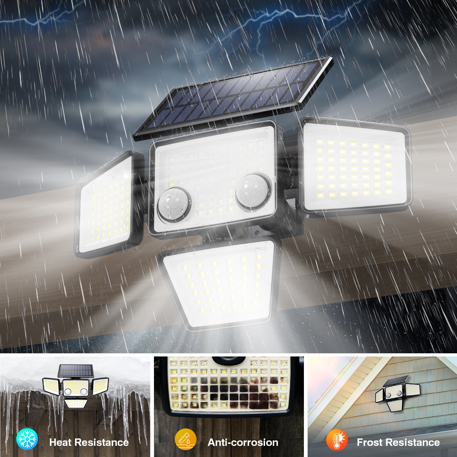 Solar Outdoor Lights - 3000LM 188 LED Motion Sensor Floodlights