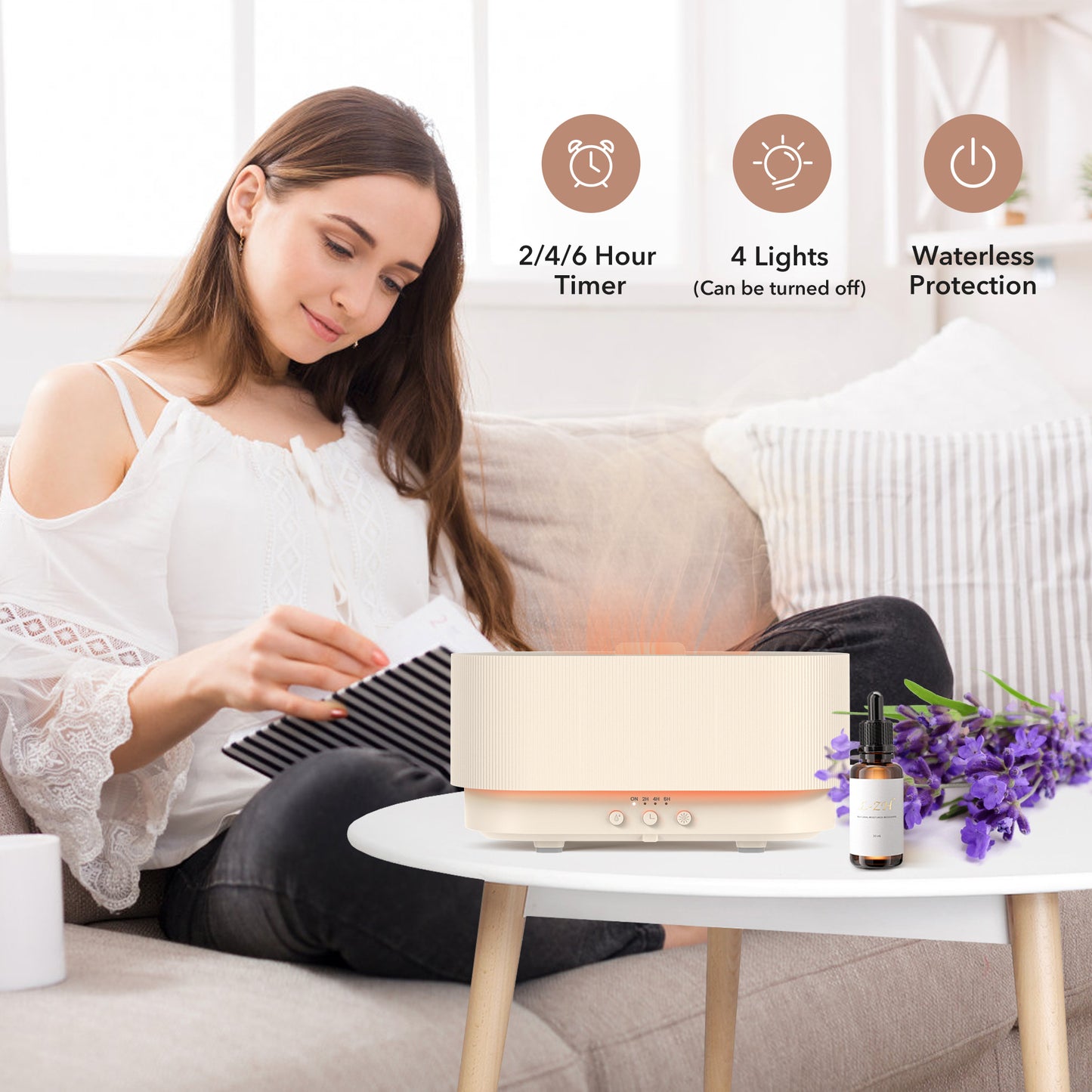 Flame Aroma Diffuser 300ml USB Cool Mist Humidifier