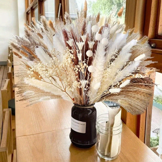 Dried Pampas Grass Bouquet - 109Pcs Boho Home Decor