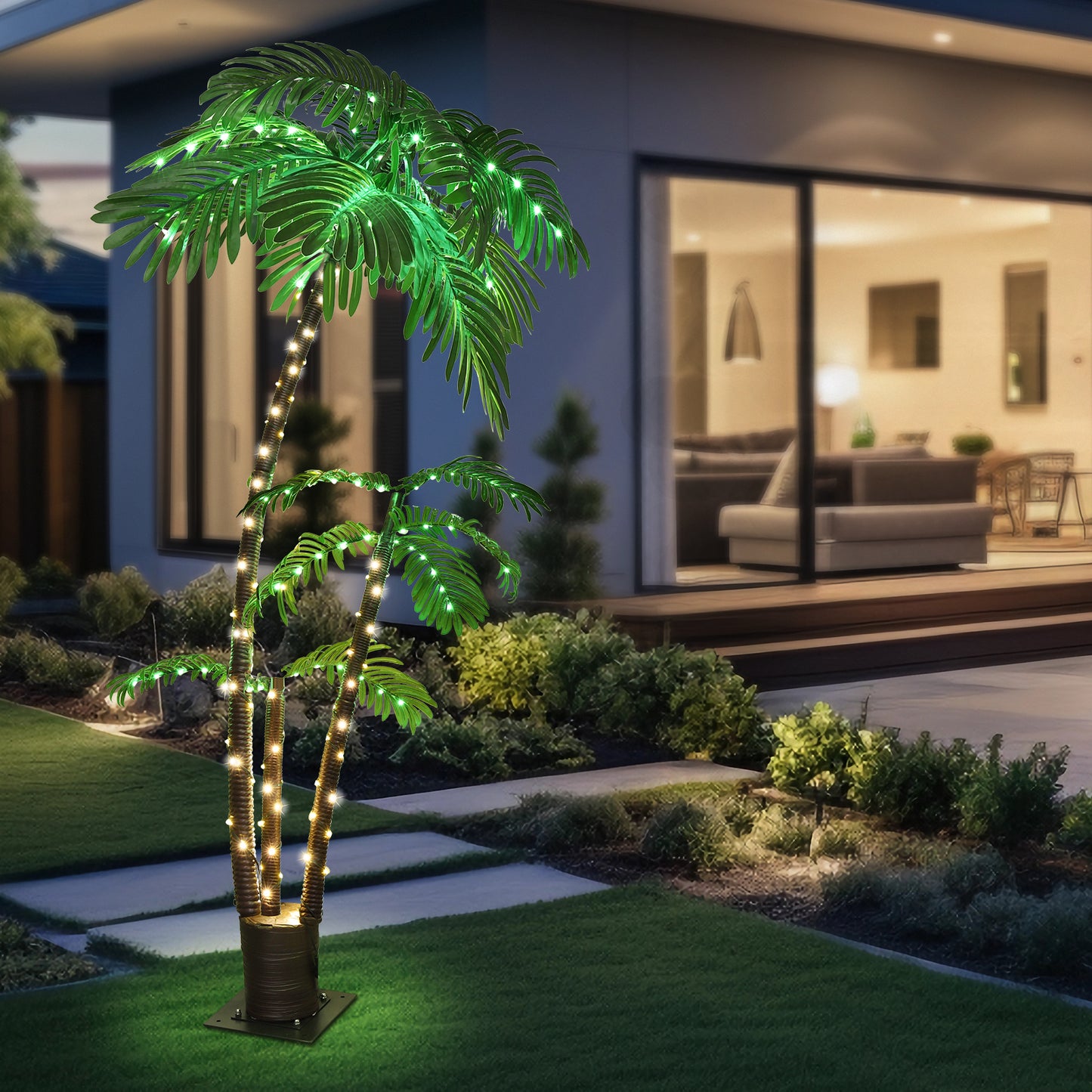 6ft LED Solar Palm Tree - Tropical Christmas Decoration