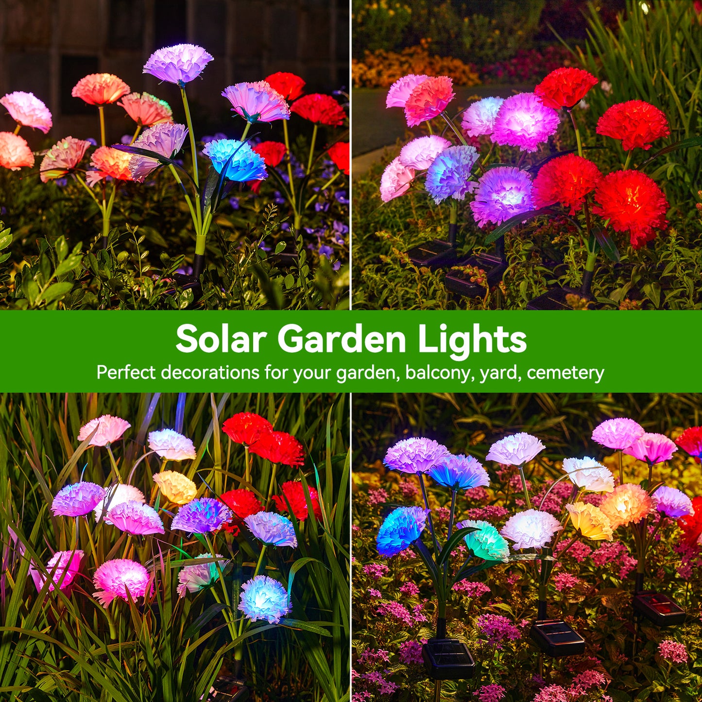 Solar Flower Lights 4Pack - Realistic Garden Outdoor Decor