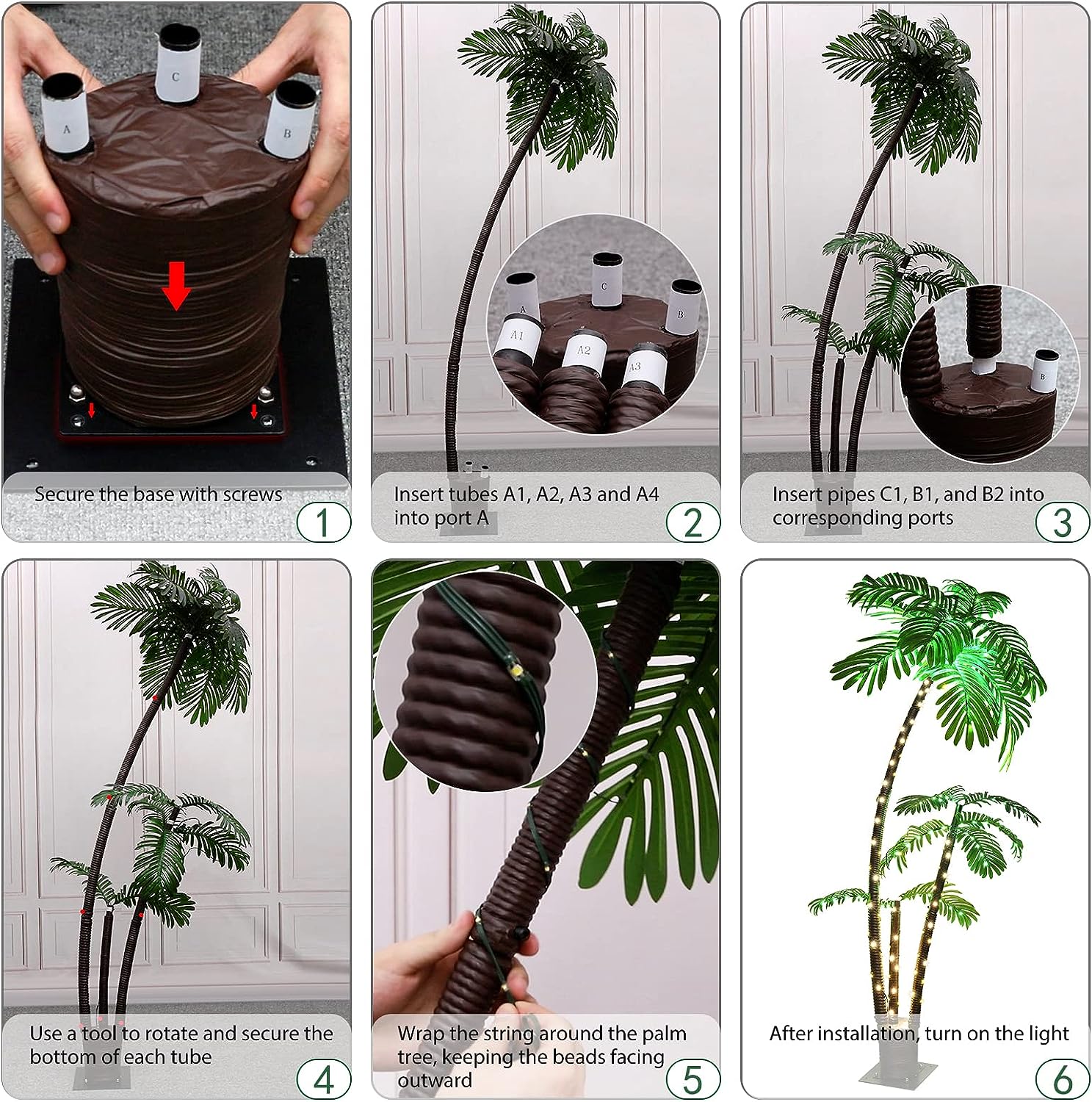 6ft LED Solar Palm Tree - Tropical Christmas Decoration