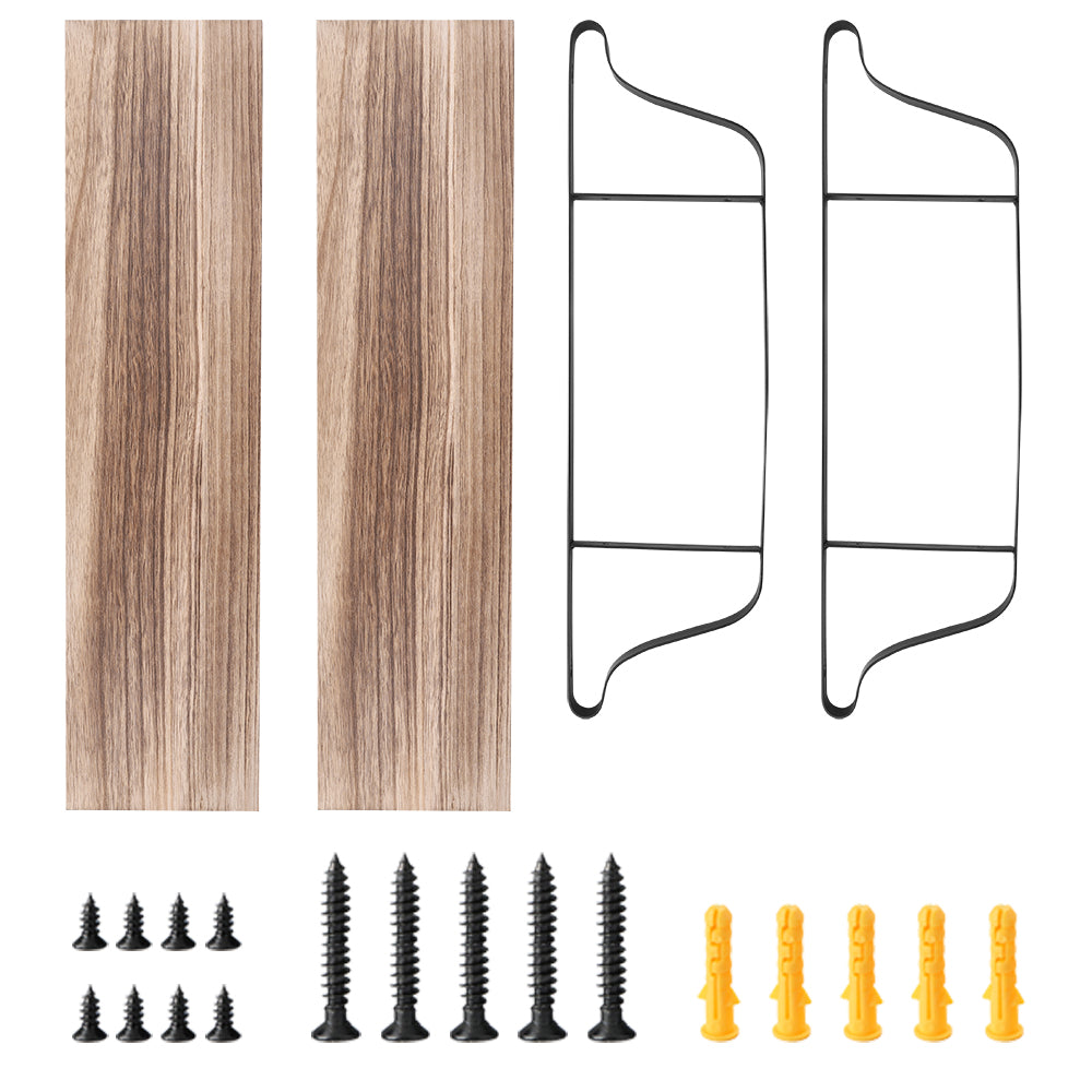 2-Tier Rustic Wall Shelves - Pine Wood Display Storage