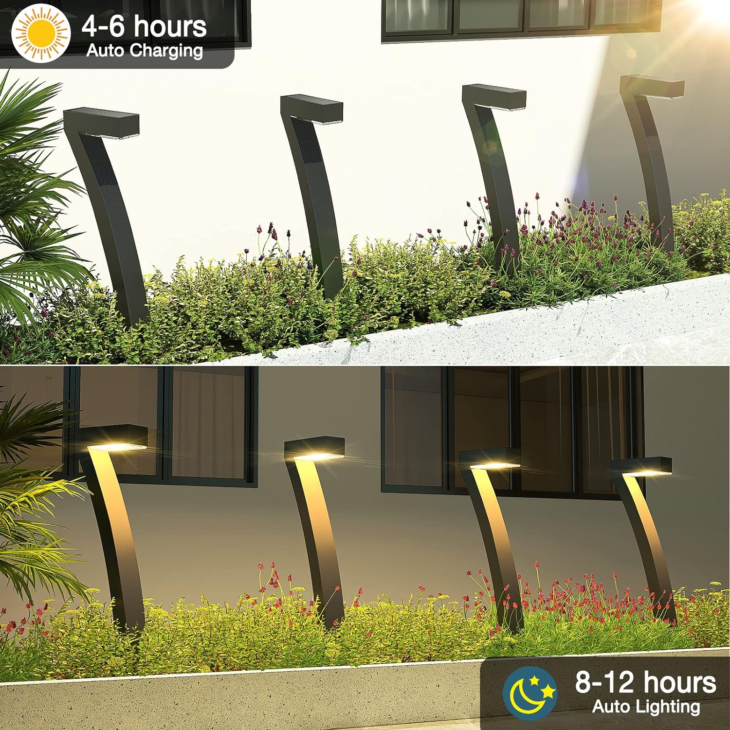 Outdoor Solar Path Lights 6Pack - Bright 12Hrs Auto On/Off