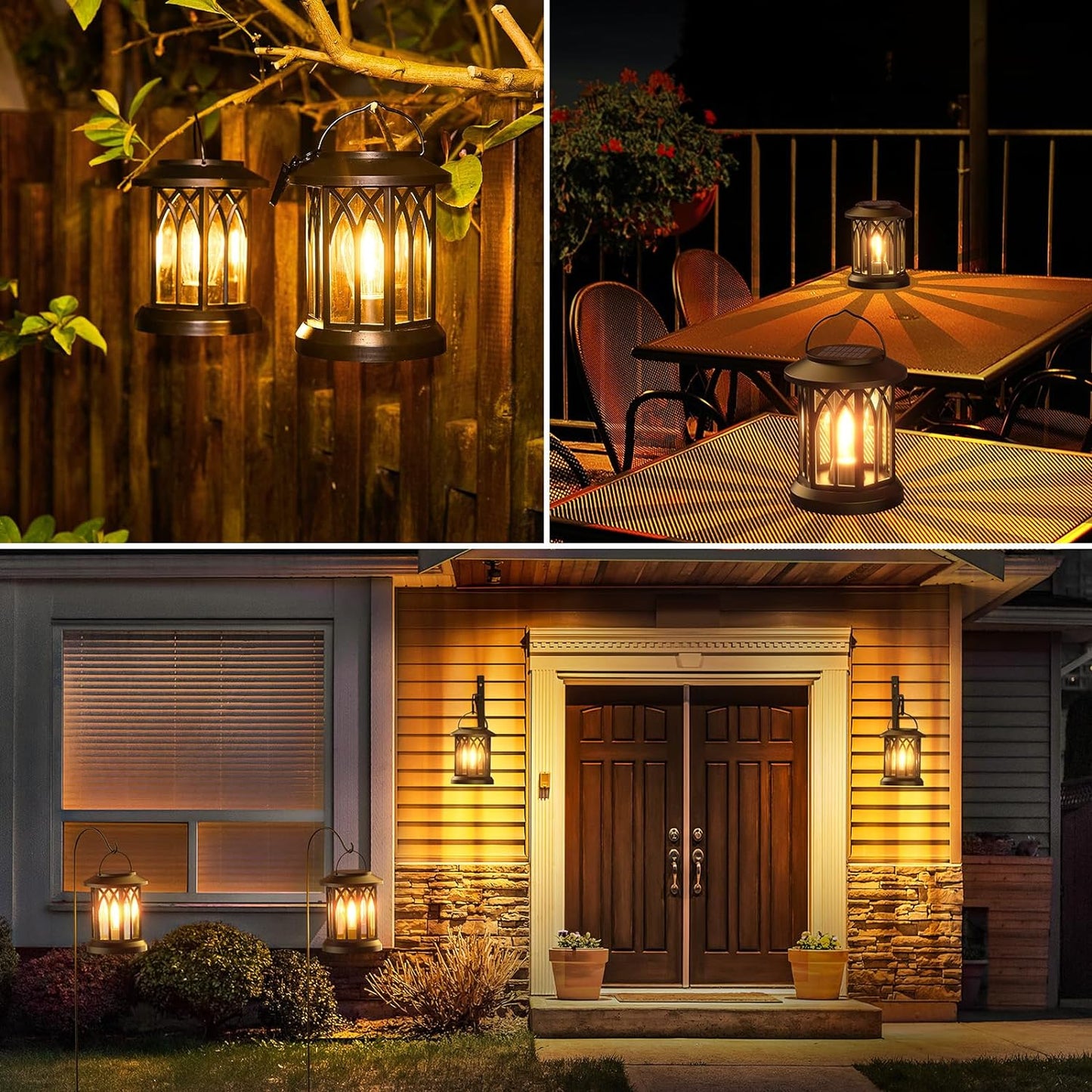 Bright Solar Lantern Lights - 2 Pack, 12Hrs Outdoor Warm Glow