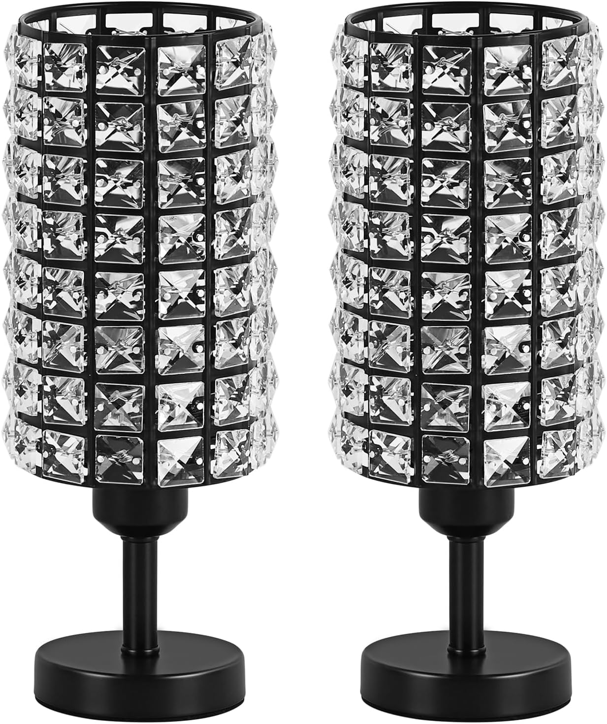 Black Crystal Table Lamps - Stylish Set of 2 for Living Room