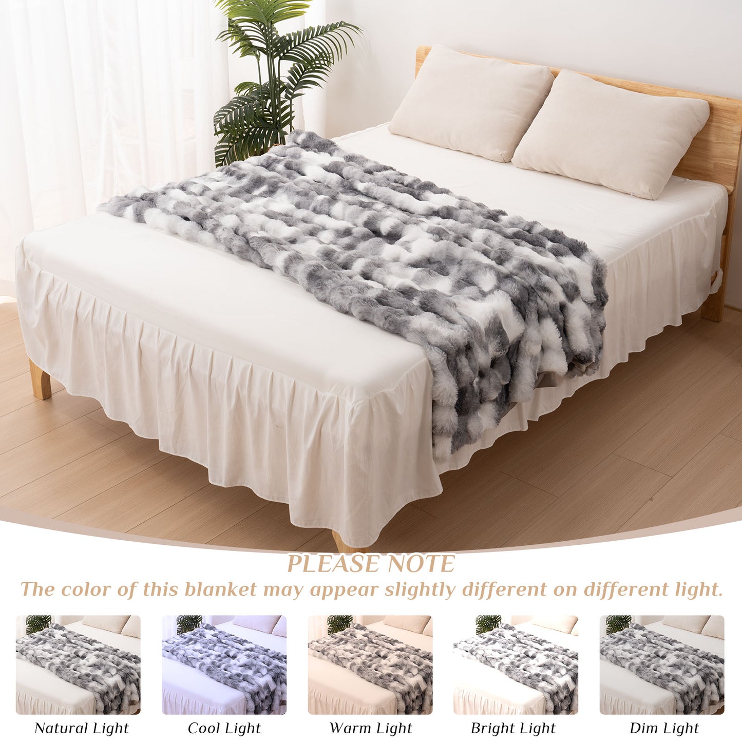 Soft Faux Rabbit Fur Blanket - Cozy & Stylish Bed Decor