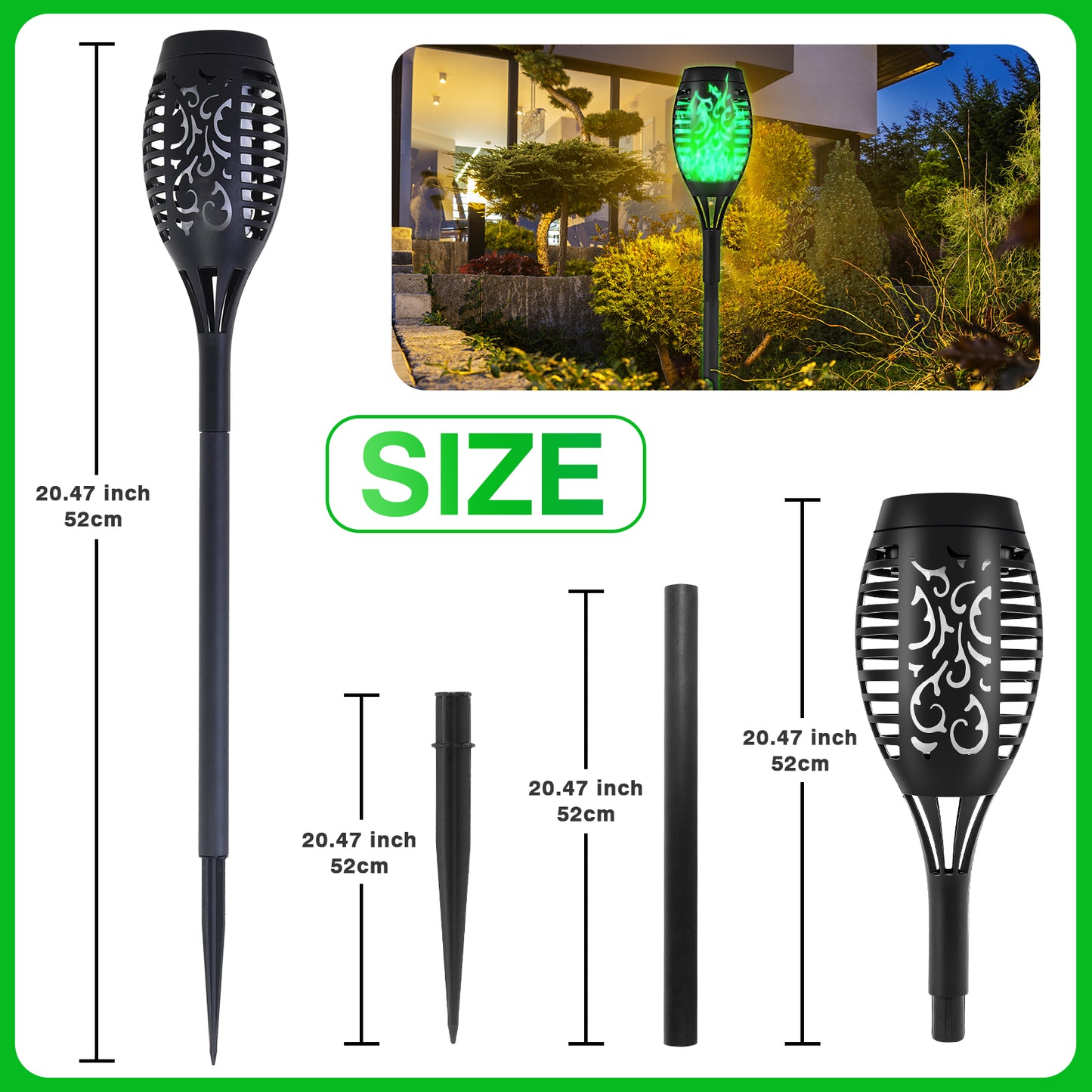 Solar Flame Lights Outdoor - Purple Flickering LED, Waterproof