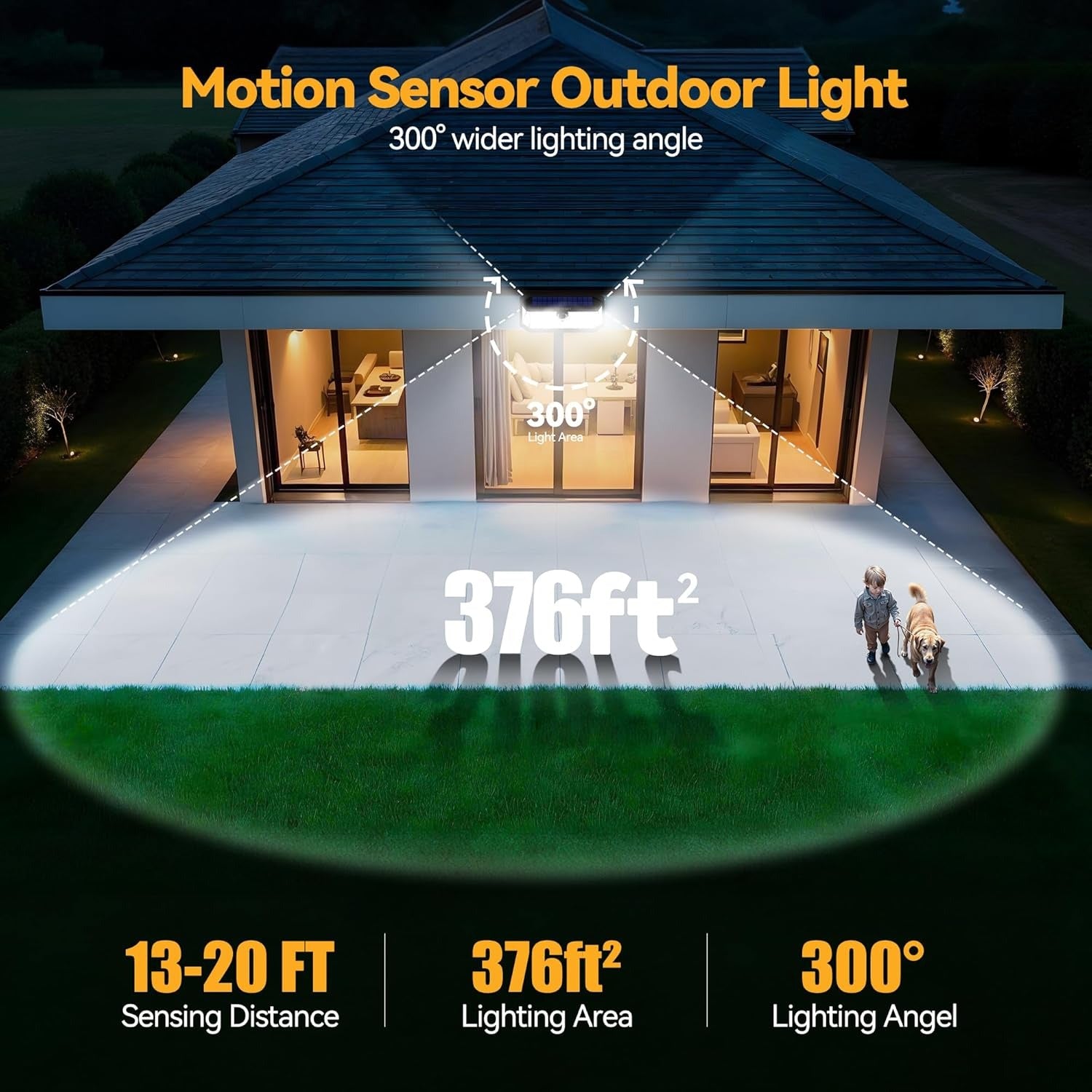 Motion Sensor Solar Lights - 4200 Lumens, 3 Modes, 2 Pack