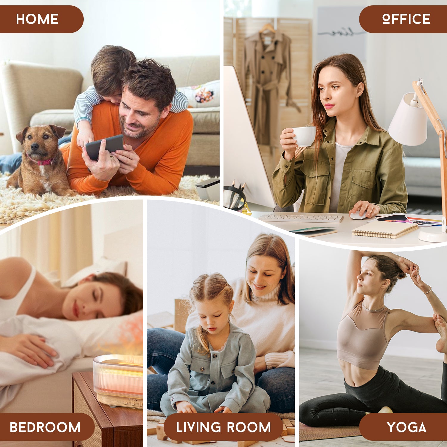 Flame Aroma Diffuser 300ml USB Cool Mist Humidifier