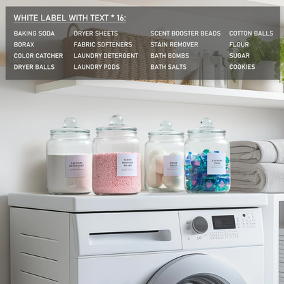 Glass Jars Airtight Lids & Labels - Half Gallon Storage Containers 4pcs