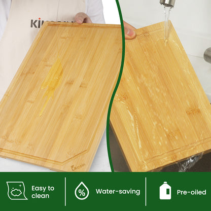 Bamboo Cutting Board Set: 4-Piece XL with Juice Groove