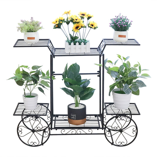 Large Metal Plant Stand - 6 Tier Wrought Iron Display Shelf
