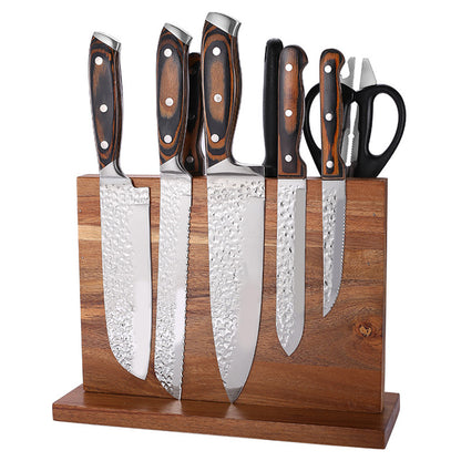Magnetic Knife Holder: Strong Acacia Wood Block Stand