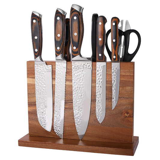 Magnetic Knife Holder: Strong Acacia Wood Block Stand