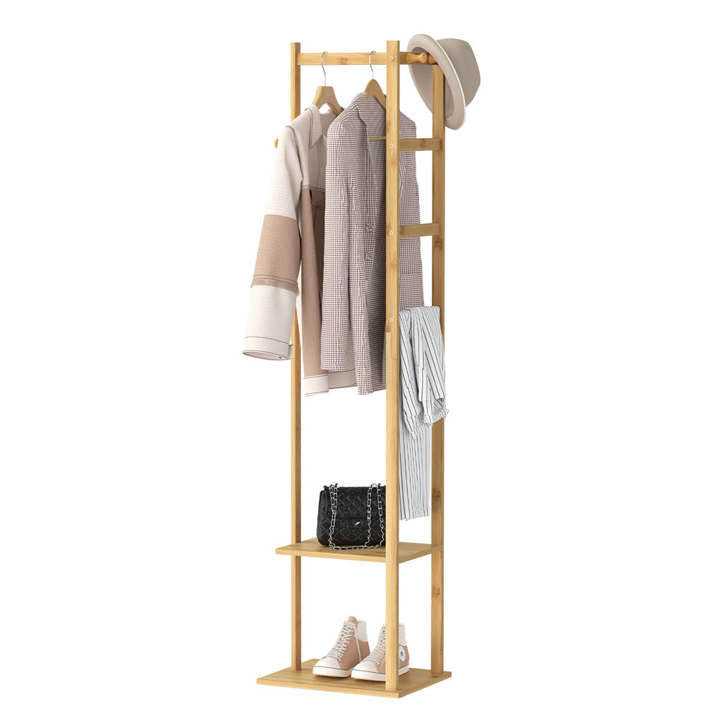 Bamboo Clothing Rack & Closet Organizer - 2-Tier Storage
