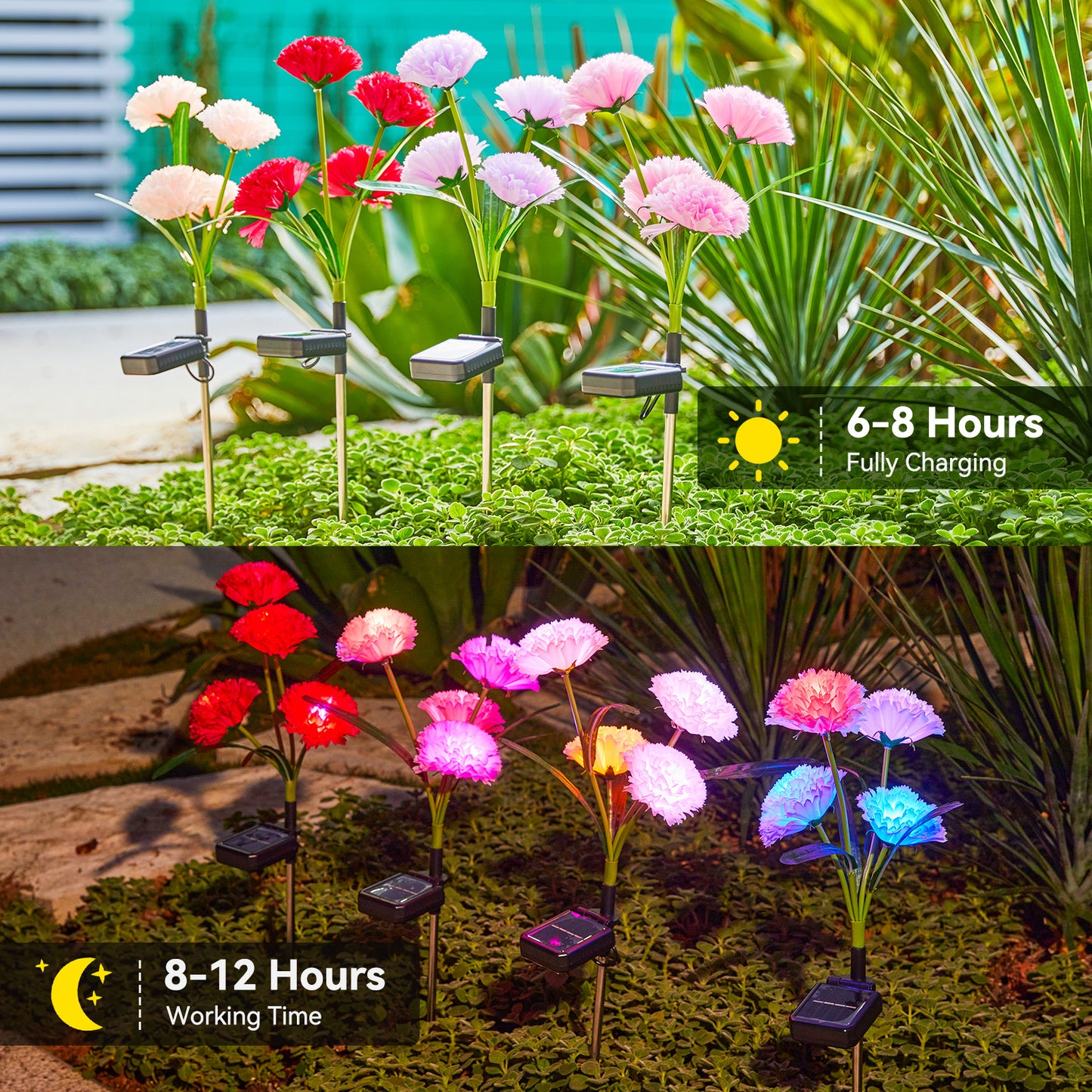 Solar Flower Lights 4Pack - Realistic Garden Outdoor Decor