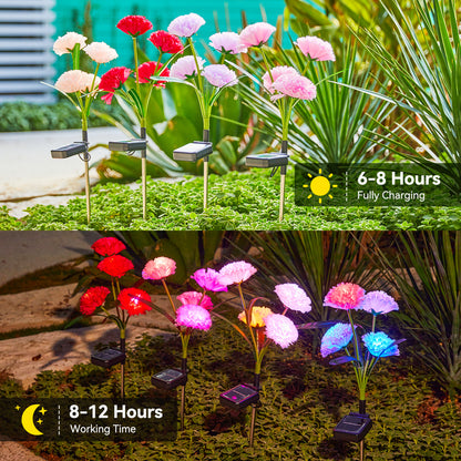 Solar Flower Lights 4Pack - Realistic Garden Outdoor Decor
