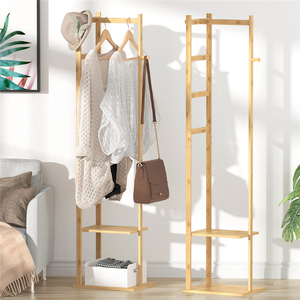 Bamboo Clothing Rack & Closet Organizer - 2-Tier Storage