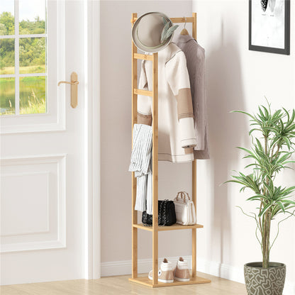 Bamboo Clothing Rack & Closet Organizer - 2-Tier Storage