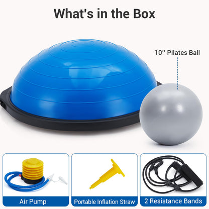 Balance Ball 25in, 1600 lbs Half Exercise Ball with Resistance Bands