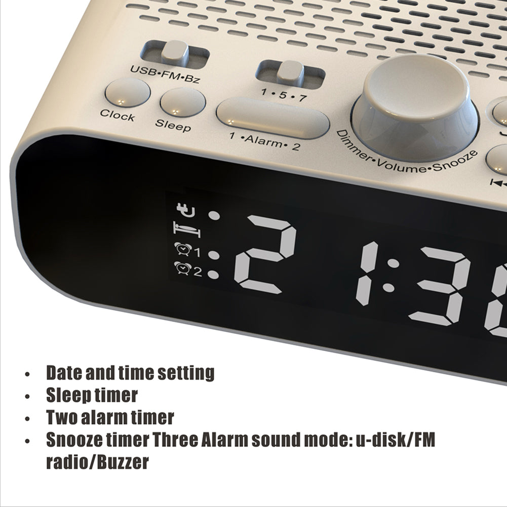 LED Display Digital Alarm Clock Radio with BT & USB Playback