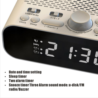 LED Display Digital Alarm Clock Radio with BT & USB Playback