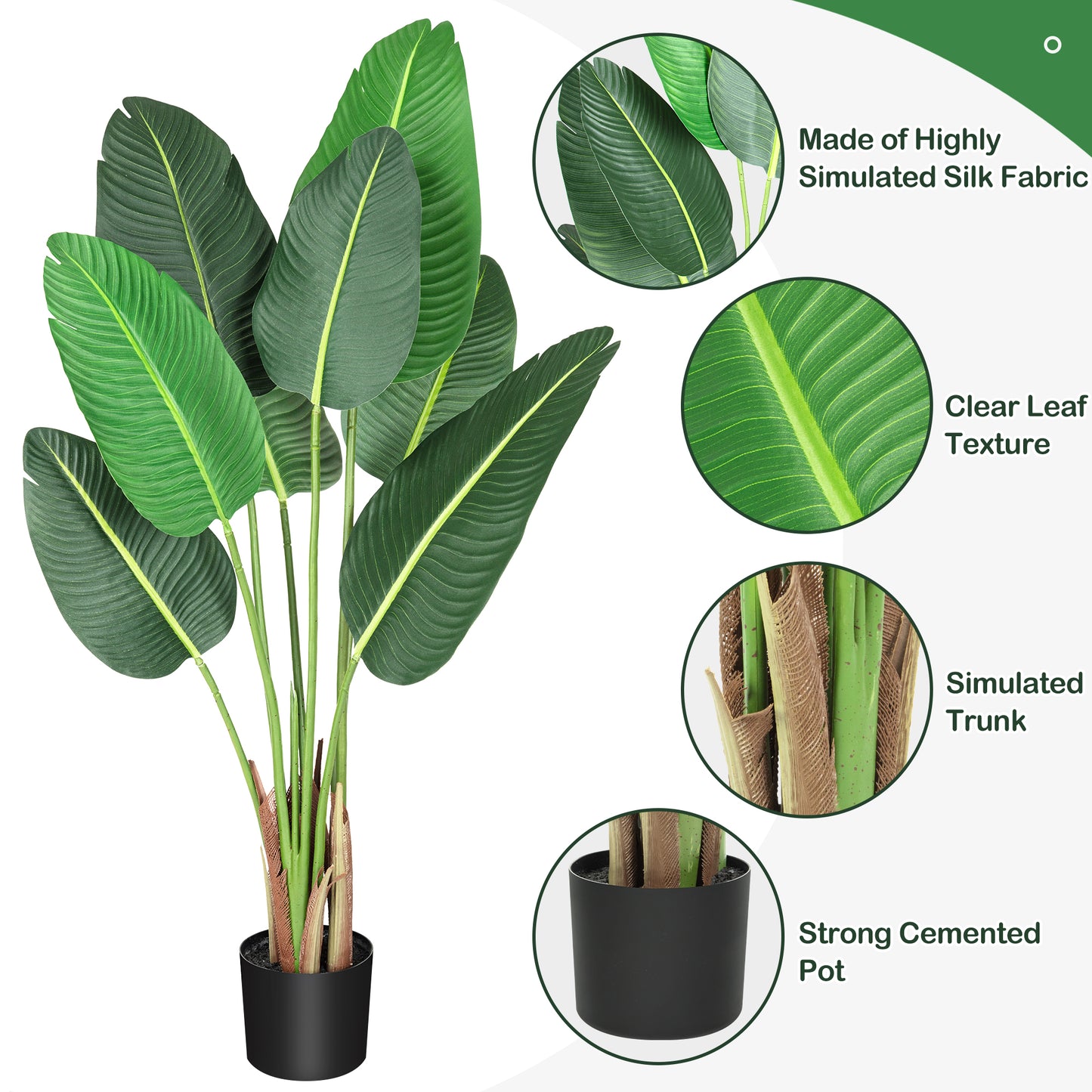 Tropical Artificial Bird of Paradise - 4Ft Banana Leaf