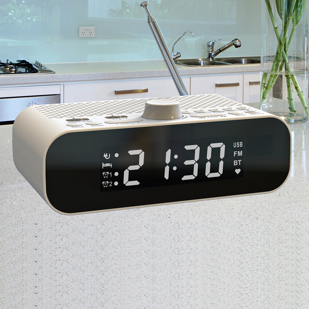 LED Display Digital Alarm Clock Radio with BT & USB Playback
