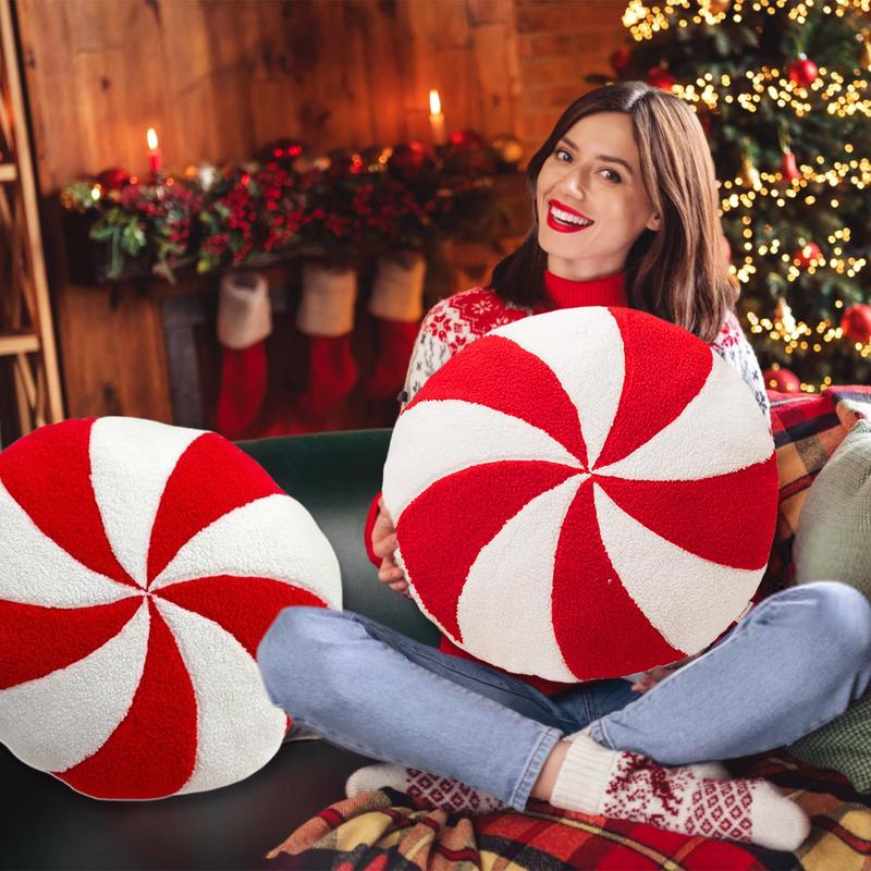 Candy Cane Pillow - Plush, Colorful Christmas Decor Essential