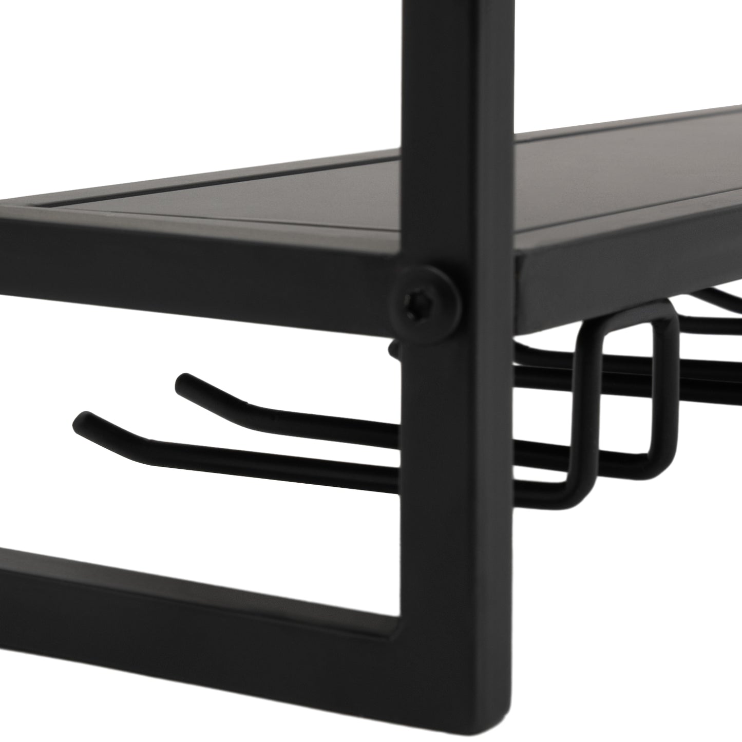 Wall Mounted Wine Rack - 12 Bottles, 7 Glasses, Black Steel