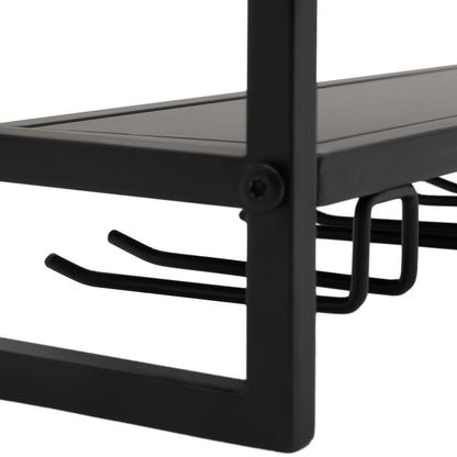 Wall Mounted Wine Rack - 12 Bottles, 7 Glasses, Black Steel