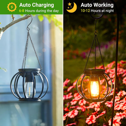 Outdoor Solar Lights - 2 Pack Brighter Hanging Auto On/Off