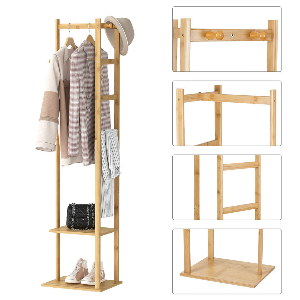 Bamboo Clothing Rack & Closet Organizer - 2-Tier Storage