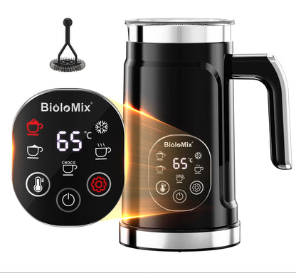 BioloMix 5-in-1 Milk Frother: LED Touch, Hot & Cold Foam Maker