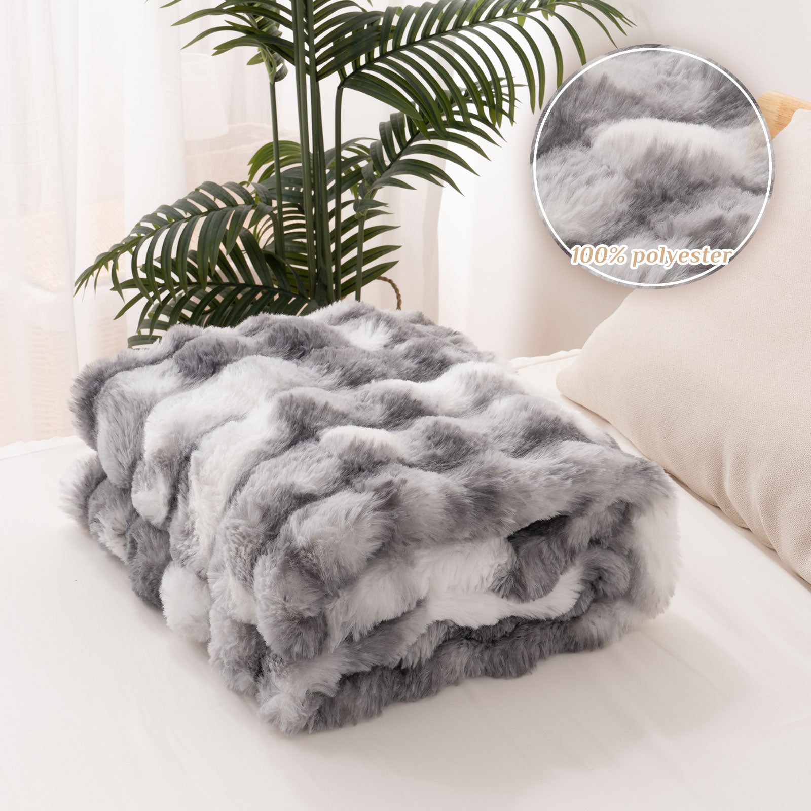 Soft Faux Rabbit Fur Blanket - Cozy & Stylish Bed Decor