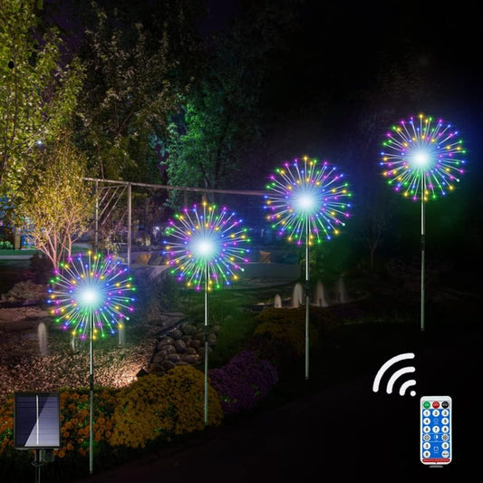 Solar Garden Firework Lights - Outdoor Decor, 4 Pack, IP65 Rated
