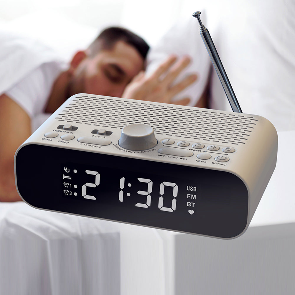 LED Display Digital Alarm Clock Radio with BT & USB Playback