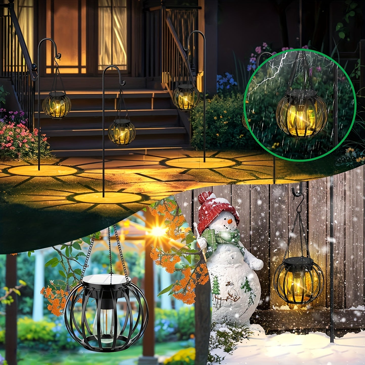 Outdoor Solar Lights - 2 Pack Brighter Hanging Auto On/Off