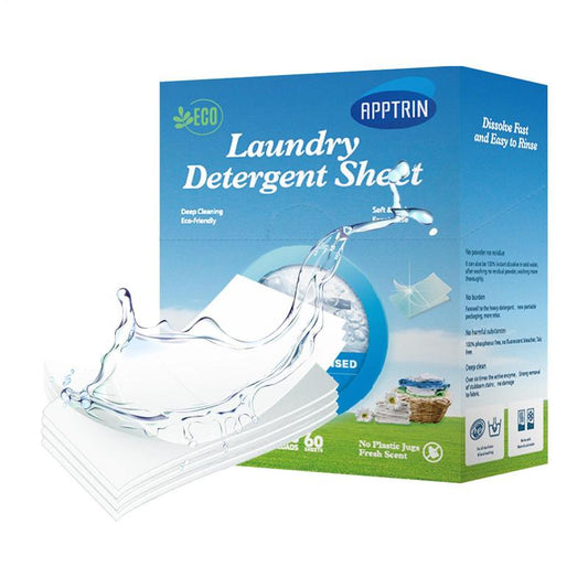 Eco Laundry Sheets - Powerful Stain Removal, 60 Natural Strips