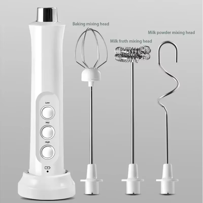 3-in-1 Electric Milk Frother - Handheld Coffee Whisk Mixer