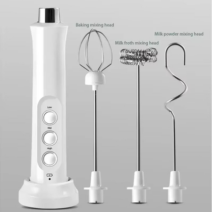 3-in-1 Electric Milk Frother - Handheld Coffee Whisk Mixer
