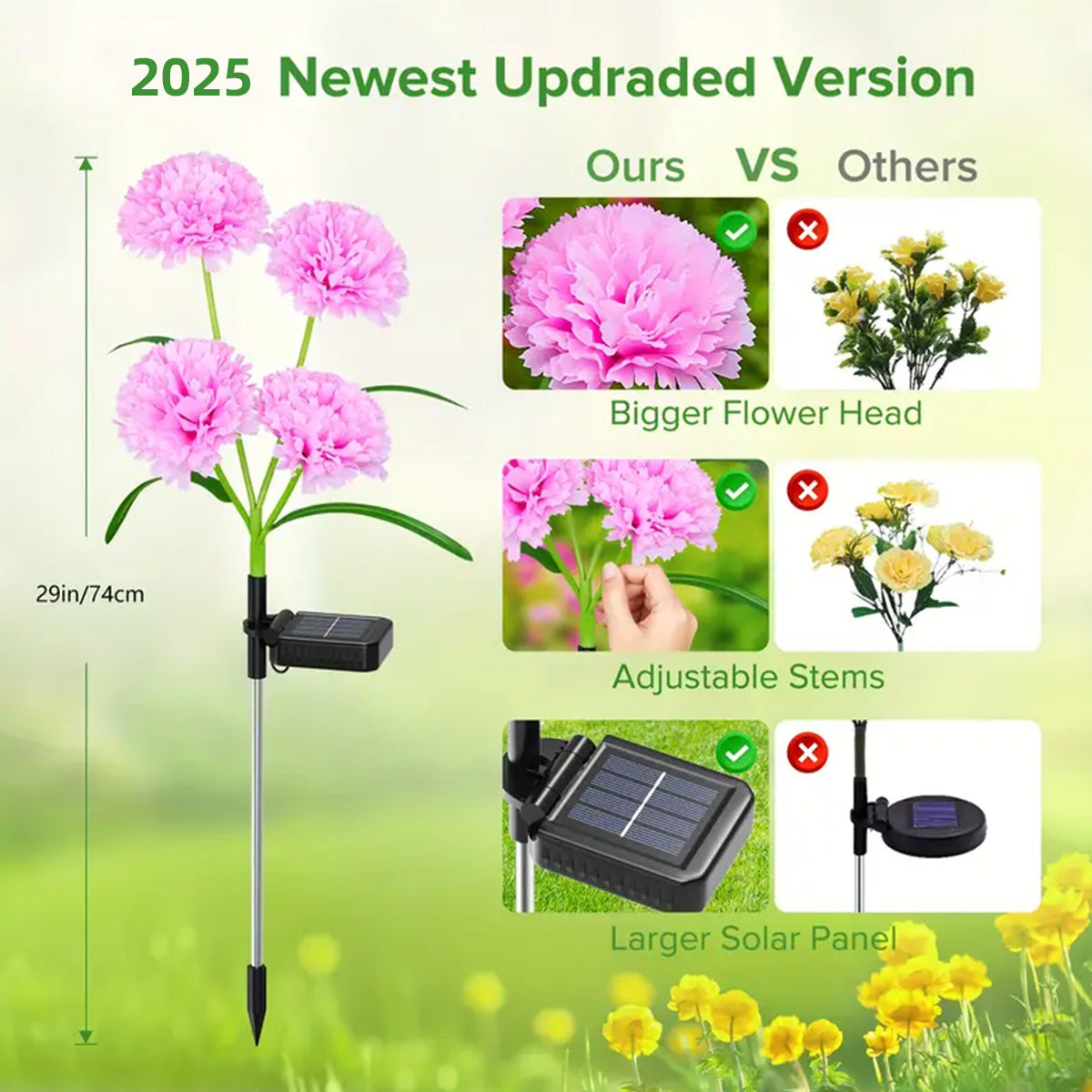 Solar Flower Lights 4Pack - Realistic Garden Outdoor Decor