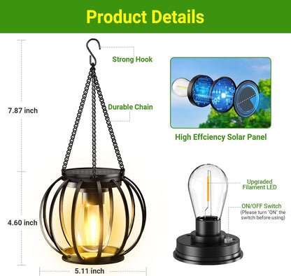 Outdoor Solar Lights - 2 Pack Brighter Hanging Auto On/Off