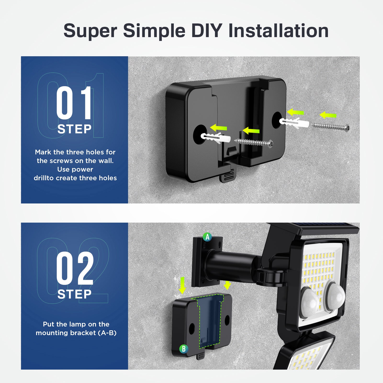 Solar Outdoor Lights - 3000LM 188 LED Motion Sensor Floodlights