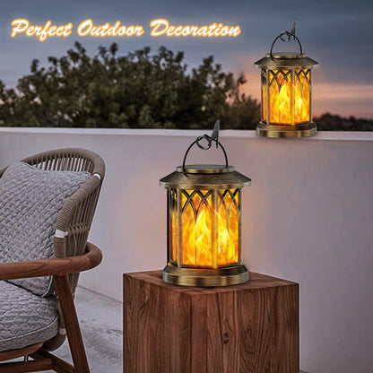 Solar Hanging Lanterns - 2 Pack Flickering Flame Outdoor Lights