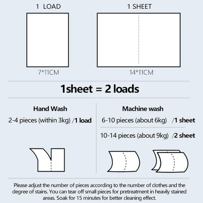 Eco Laundry Sheets - Powerful Stain Removal, 60 Natural Strips